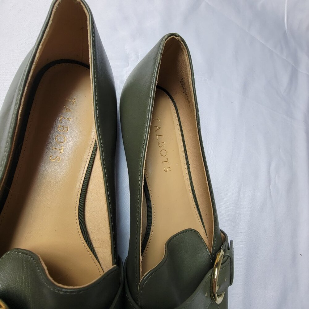 Talbots Ryan Buckle Loafer Women's Size 8.5 M Napa Leather Sage Green EUC - Picture 11 of 13